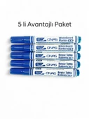 Mikro NS-703 Yuvarlak Uç Beyaz Yazı Tahta Kalemi Mavi 5 lı Set - 1