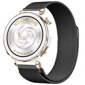 Huawei Watch GT5 Pro 42mm Uyumlu Manyetik Milanese Loop Metal Kordon   Siyah thumbnail 1