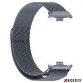 Sneezy Xiaomi Mi Band 8 Pro Uyumlu Woven Wire Tasarım Metal Hasır Kordon  Koyu Gri - 4
