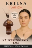 Sertifikalı Mantar Model Kahverengi Akik Taşı Kolye - Denge ve Şifa Veren Doğal Taş - 1