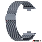 Sneezy Xiaomi Mi Band 8 Pro Uyumlu Woven Wire Tasarım Metal Hasır Kordon  Koyu Gri - 5