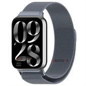 Sneezy Xiaomi Mi Band 8 Pro Uyumlu Woven Wire Tasarım Metal Hasır Kordon  Koyu Gri - 1