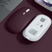 Honor Tablet Şarj Edilebilir Sessiz Mouse Bluetooth + 2.4Hz Wifi Kablosuz Mouse Fare  Mürdüm thumbnail 2