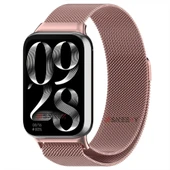 Sneezy Xiaomi Mi Band 8 Pro Uyumlu Woven Wire Tasarım Metal Hasır Kordon  Rose thumbnail 1