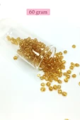Dökme Cam Kum Boncuk Büyük Boy (6/0) 4 mm - 60 Gram - Şeffaf Bal - BNC119 - 1