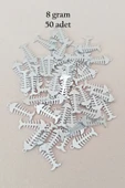 Oya Abiye Bileklik Kolye Pleksi Metalik Plastik Pul Gümüş Renk 8 gram 50 adet - BNC529 - 1