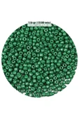 Koyu Yeşil Renk 4 mm Yaklaşık 1100 adet / 100 gram Cam Boncuk Oya Yazma Bileklik ve Kolye - 1
