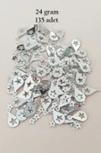 Oya Abiye Bileklik Kolye Pleksi Metalik Plastik Pul Gümüş Renk 24 gram 195 adet - BNC581 - 1