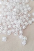 Küp Boncuk İçten Boncuklu Bileklik Çanta Boncuğu 10 mm 50 gr Beyaz - BNC456 - 2