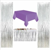 Mor Masa Örtüsü, Gümüş Masa Eteği, 2 Gümüş Arka Fon thumbnail 1