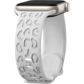 Apple Watch Uyumlu 38 40 41mm Leopar Desenli Yumuşak Silikon Kordon Seri 2 3 4 5 6 Se 7 8 9 10 42mm Şeffaf - 1