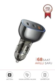 TORIMA C11 Siyah 68W Çok Portlu Hızlı Şarj Destekli Araç Şarj Aleti USB ve Type-C Girişli thumbnail 1