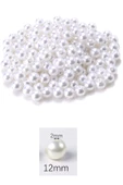 1.000 gram (1 kg.) 12mm Beyaz Renk Plastik İnci Boncuk Çanta ve Takı Yapım Boncuğu (~800 adet) - 2