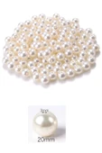 1.000 gram (1 kg.) 20mm Krem Renk Plastik İnci Boncuk Çanta ve Takı Yapım Boncuğu (~200 adet) - 2