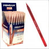 Tükenmez Kalem 50 Adet Kırmızı Renk 1.0mm Büro Tipi Ballpoint Pensan Büro Tükenmez Kalem 50 Adet Kırmızı Renk 1.0mm 2270 - 1