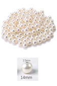 1.000 gram (1 kg.) 14mm Krem Renk Plastik İnci Boncuk Çanta ve Takı Yapım Boncuğu (~540 adet) - 2