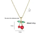 Kiraz Gold Kolye Küpe Çelik Takı Seti thumbnail 5