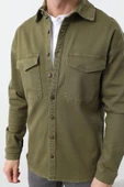 Erkek Oversize Jean Gömlek Haki - 7