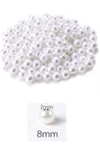 500 gram 8mm Beyaz Renk Plastik İnci Boncuk Çanta ve Takı Yapım Boncuğu (~1.600 adet) thumbnail 2