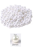 1.000 gram (1 kg.) 16mm Beyaz Renk Plastik İnci Boncuk Çanta ve Takı Yapım Boncuğu (~340 adet) - 2