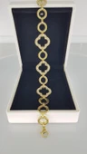 Yonca Taşlı Gold Çelik Bileklik - 1