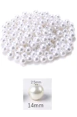 500 gram 14mm Beyaz Renk Plastik İnci Boncuk Çanta ve Takı Yapım Boncuğu (~270 adet) - 2