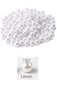 100 gram 14mm Beyaz Renk Plastik İnci Boncuk Çanta ve Takı Yapım Boncuğu (~54 adet) thumbnail 2