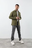 Erkek Oversize Jean Gömlek Haki - 5