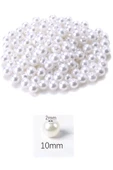 250 gram 10mm Beyaz Renk Plastik İnci Boncuk Çanta ve Takı Yapım Boncuğu (~475 adet) thumbnail 2