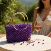 Plentiful İnci Boncuk Çanta, Abiye , Gece , Düğün, Gelin,Nişan Çantası thumbnail 7