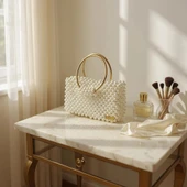 Plentiful İnci Boncuk Çanta, Abiye , Gece , Düğün, Gelin,Nişan Çantası thumbnail 10