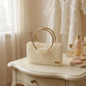 Plentiful İnci Boncuk Çanta, Abiye , Gece , Düğün, Gelin,Nişan Çantası thumbnail 9