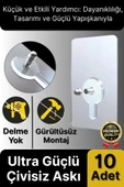 Süper Sağlam İz bırakmaz Çerçeve Tablo Banyo Mutfak Ultra Güçlü Yapışkanlı Çivisiz Askı 10 Adet - 1