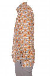 Papatya Yaprak Çiçek Baskılı Gri DPD182 Slimfit Spor Erkek Gömlek - 3