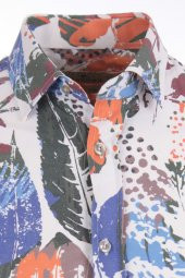 Eskitme Aloha Yaprak Baskılı Kırmızı DPD136 Spor Erkek Gömlek - 2