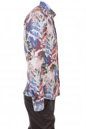 Eskitme Aloha Yaprak Baskılı Kırmızı DPD136 Spor Erkek Gömlek - 3