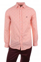 Geometrik Motif Baskılı Yavruağzı DPD069 Spor Erkek Gömlek - 1