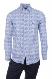 Dijital Baskılı Mavi Pamuk Polyester Spor Gömlek DPD012 - 1