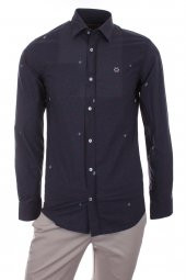 Kaplumbağa Sahil Baskılı Lacivert DC1027 Spor Erkek Gömlek - 1