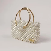 Plentiful İnci Boncuk Çanta, Abiye , Gece , Düğün, Gelin,Nişan Çantası thumbnail 11