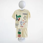 Minecraft Baskılı Erkek Çocuk Takımı (Bej) - 4