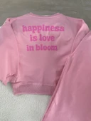 Kız Çocuk Sweatshirt & Pantolon Takımı – Çiçek Baskılı, Pembe - 3