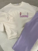 LABUBU Karakter Baskılı Çocuk Takımı – Krem&Lila - 3