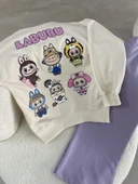 LABUBU Karakter Baskılı Çocuk Takımı – Krem&Lila - 2