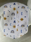 80 x 90 Unisex Bebek Battaniyesi - Renkli Alfabe & Gökyüzü Desenli Müslin - 3