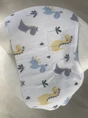 80 x 90 Unisex Bebek Battaniyesi – Dinozor Figürlü Müslin - 3