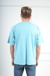Oversize Geniş Salaş Sade TBB002 Gentilbay Basic Turkuaz Tişört - 4