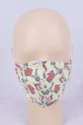 Yıkanabilir Çocuk Motorsiklet Desen Bez Kumaş Ayarlanabilir Maske - 1