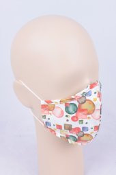 Yıkanabilir Çocuk Suluboya Desen Bez Kumaş Ayarlanabilir Maske - 2