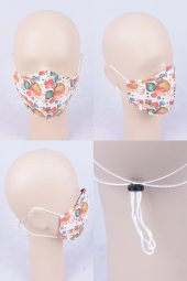 Yıkanabilir Çocuk Suluboya Desen Bez Kumaş Ayarlanabilir Maske - 5